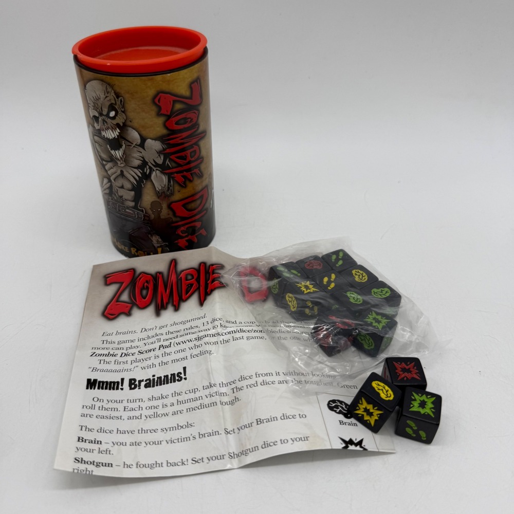 Steve Jackson Games Zombie Dice Game 1st Edition 2014 Brown Orange Horror Cup